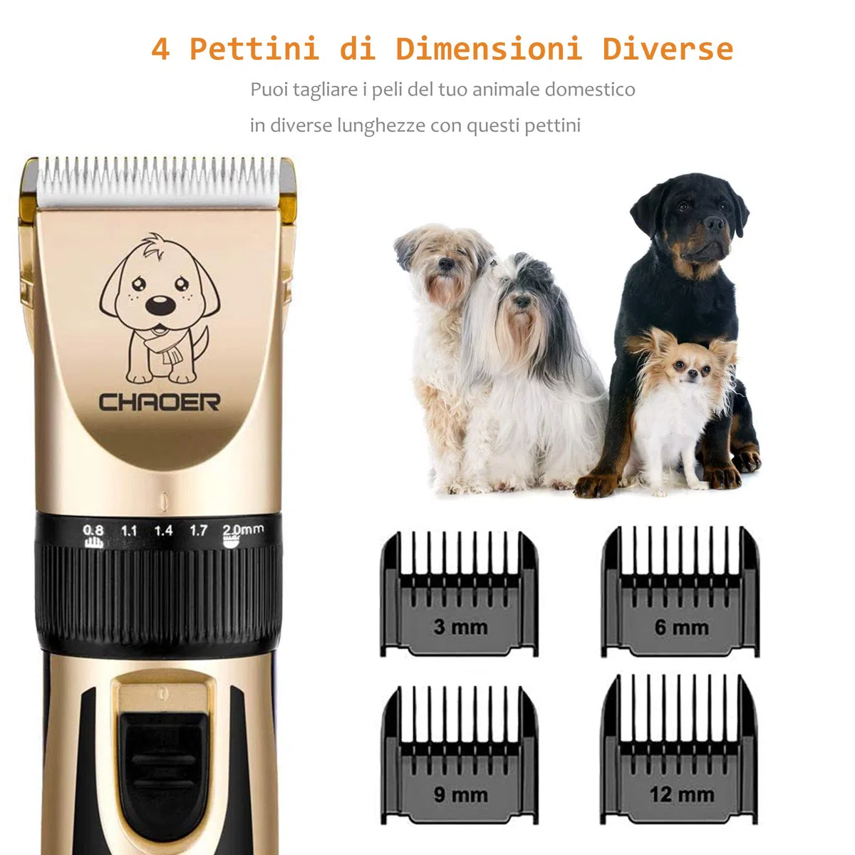 Tosatrice per Cani Professionale Tosatrice per Gatti Pelo Lungo Ricaricabile USB Oro