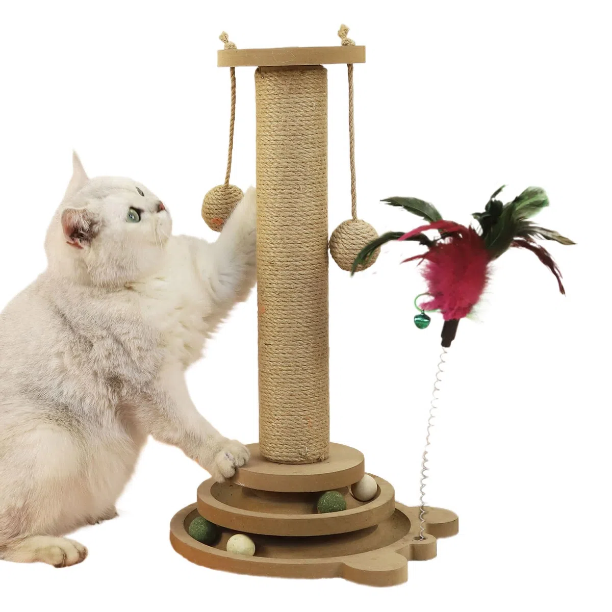 Tiragraffi per Gatti | Torre Con Palline Per Gatti,Struttura Arrampicabile Con Bacchetta Gioco E Palle In Sisal Resistente Verticale Per Cuccioli