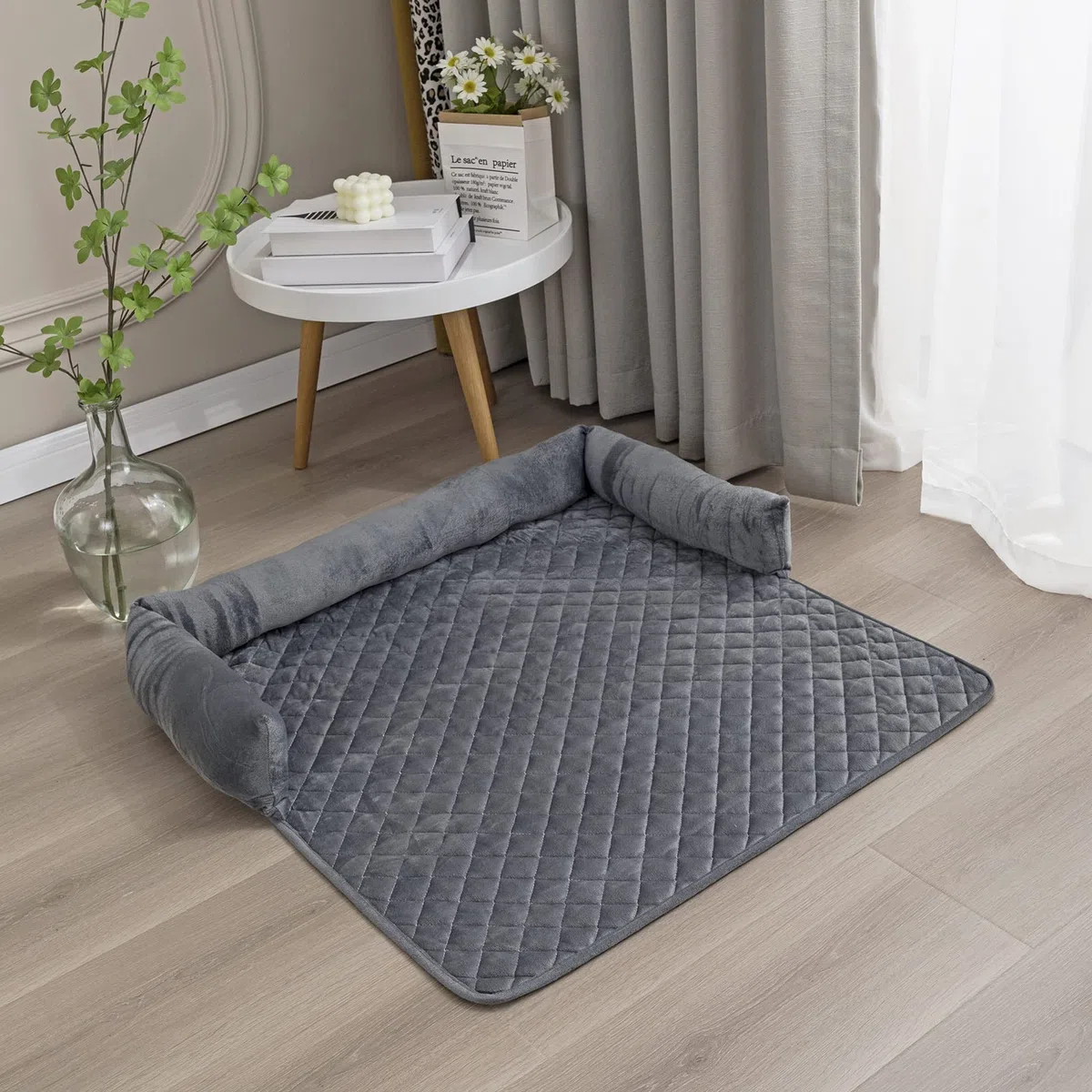 OKYUK Cuccia per cani – Cuscino per cani, lavabile a mano, per cani di grandi dimensioni, medie e piccole dimensioni (grigio scuro, 75 x 75 cm)