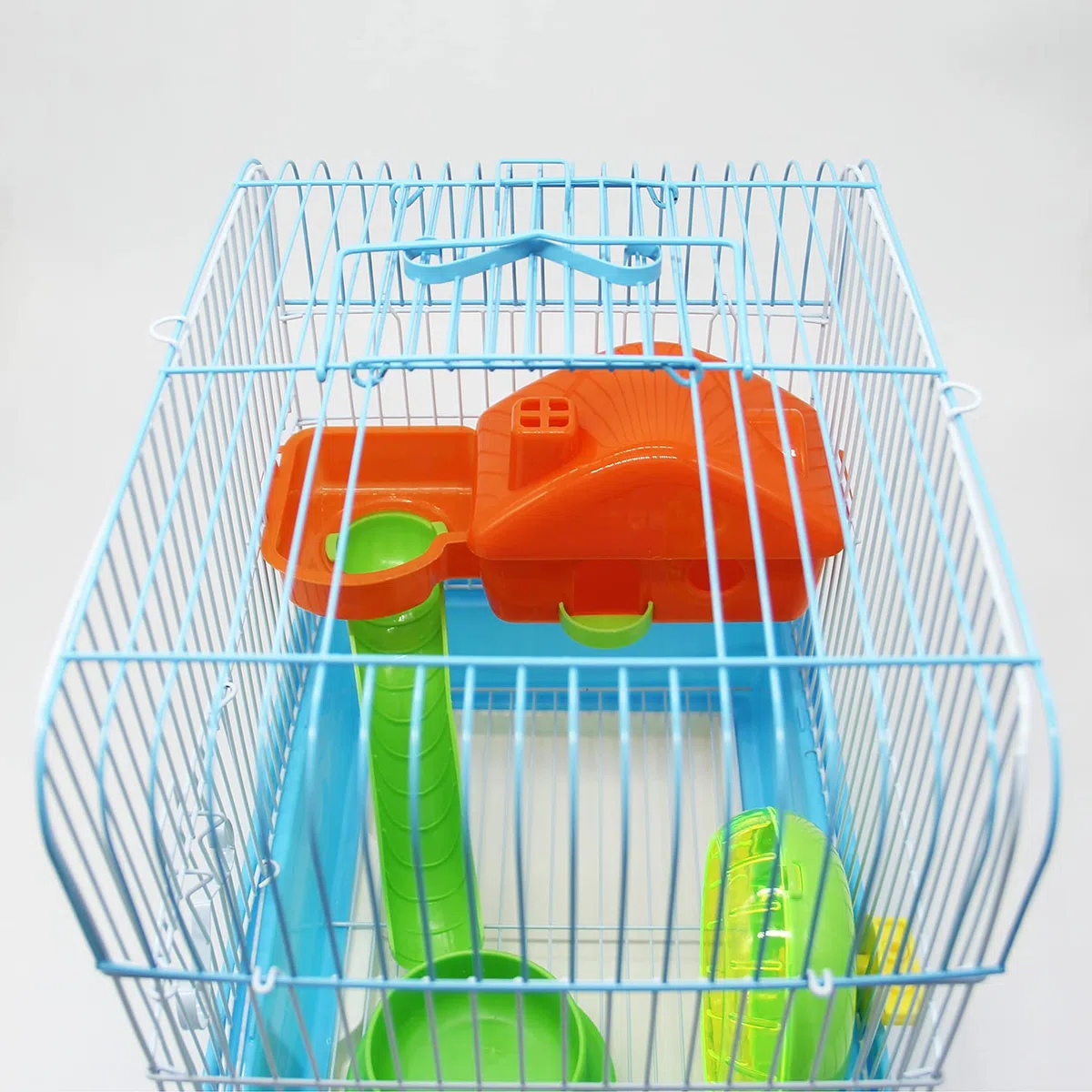 BPS BPS-1255 - Gabbia per criceti, con mangiatoia, abbeveratoio, ruota di casa, colore casuale, 30 x 23 x 31 cm