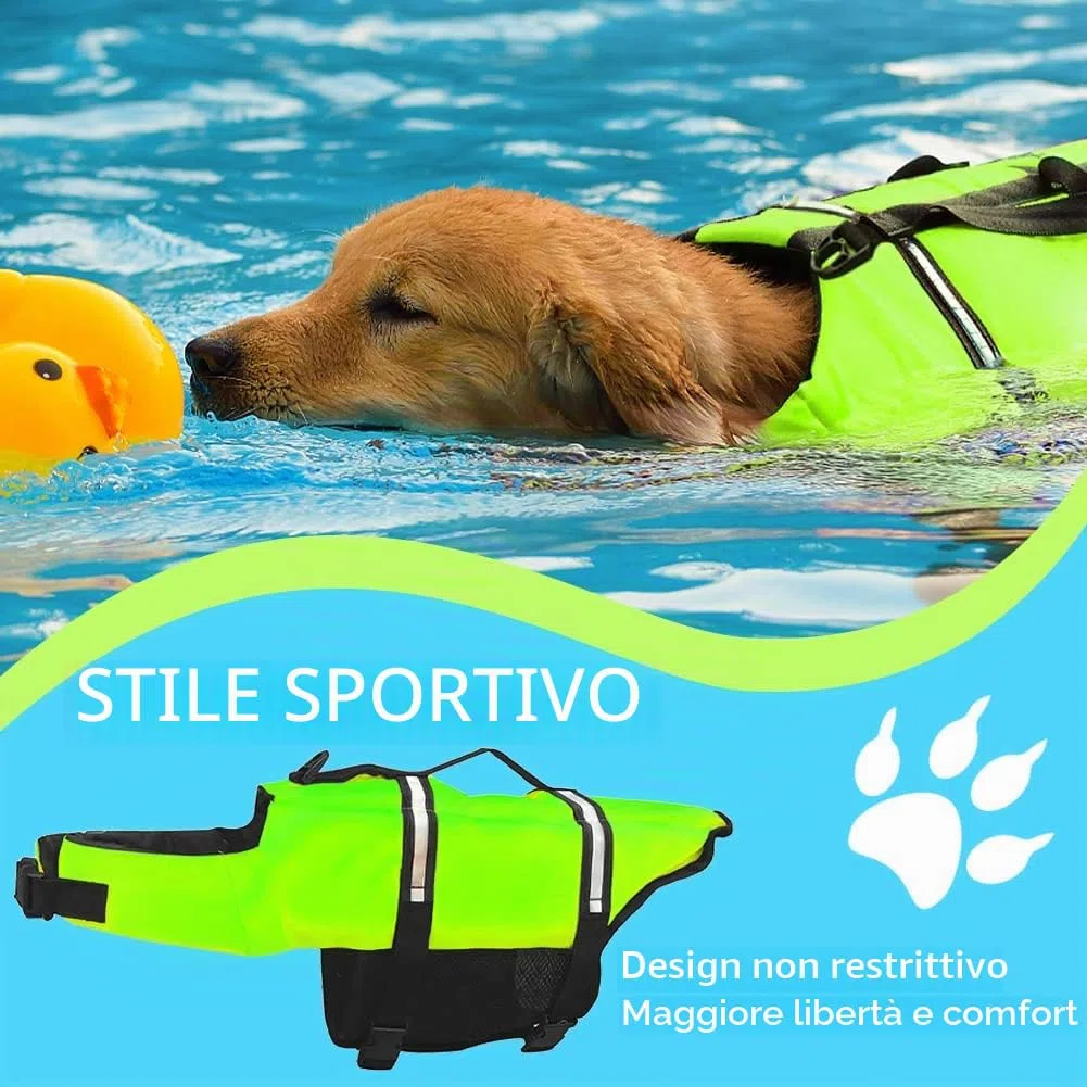 Giubbotto di salvataggio per cani, piccolo, per cani con forte galleggiamento per il salvataggio di emergenza (verde M)