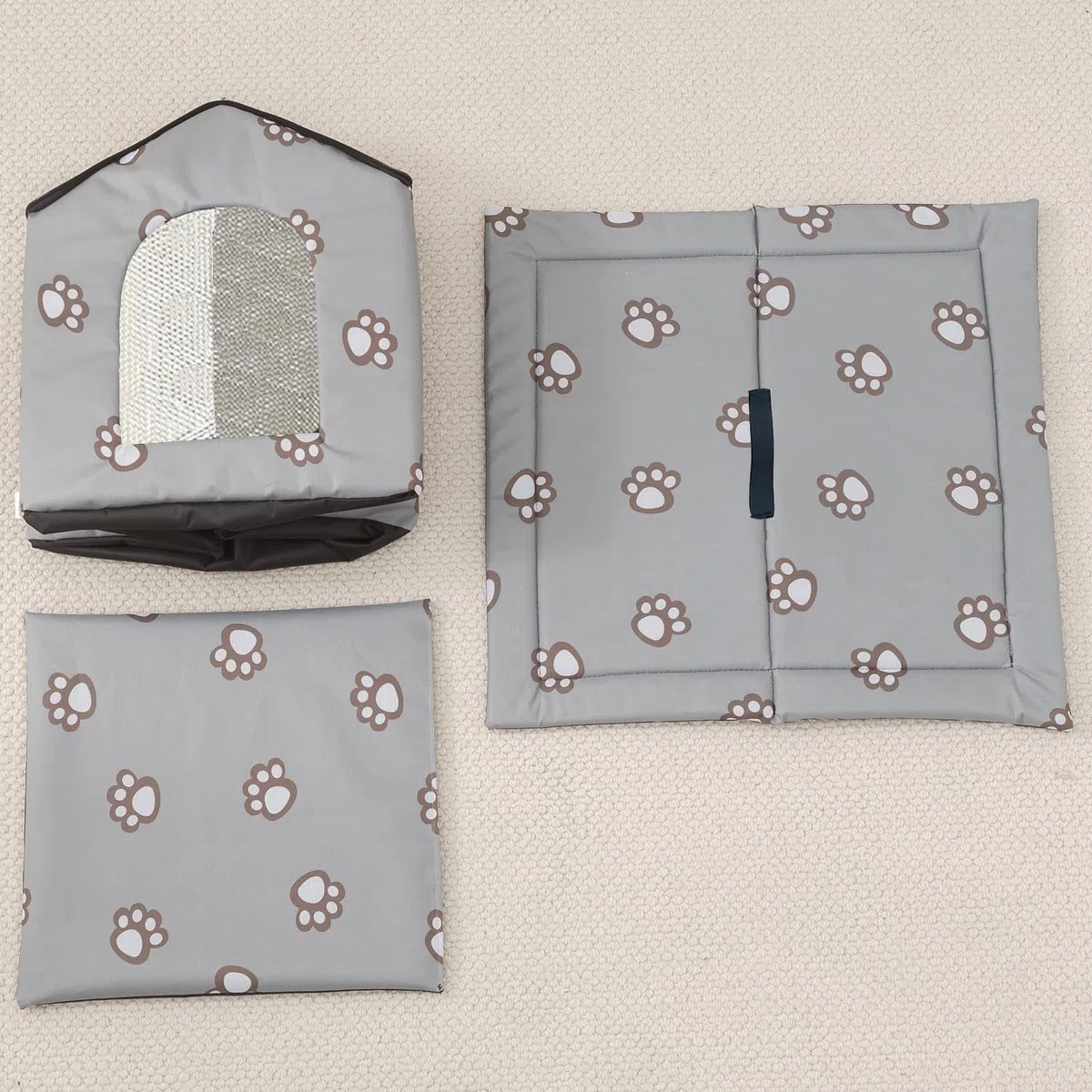 Casetta per Gatti per Esterni, Casetta per Gatti, Impermeabile, Cuccia Gatto Esterno Inverno con Tenda Timovibile (Grigio, M)