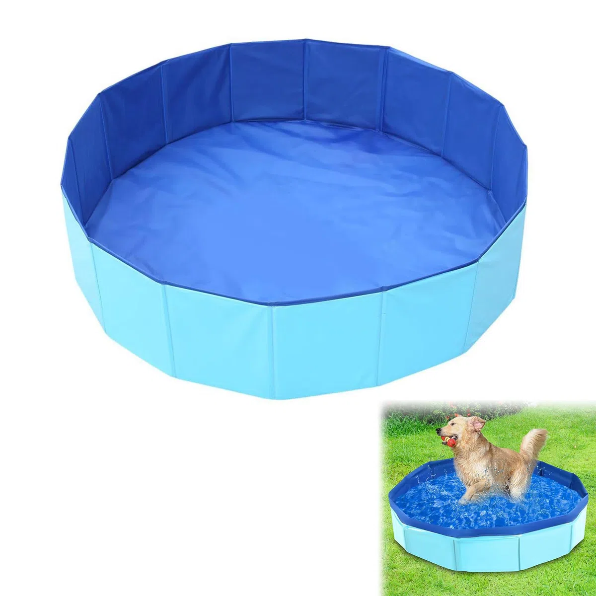 Piscina per Bambini Pieghevole,Piscina Portatile per Animali Domestici,Piscina Pieghevole per Cani,Piscina Antiscivolo in per Cani Antiscivolo,Piscina per Cani Pieghevole in PVC,(Blu)