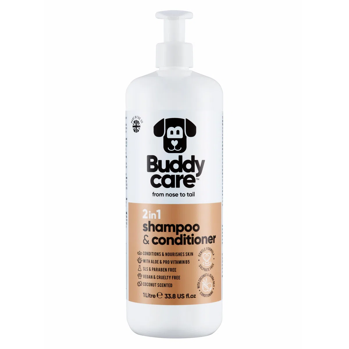 2in1 Shampoo & Balsamo di Buddycare - Pratico shampoo e balsamo per cani in uno - Con aloe vera e pro-vitamina B5 (1L)