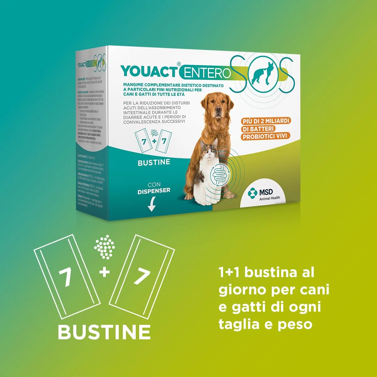 Entero SOS 7+7 Bustine - Mangime Complementare Per La Riduzione Dei Disturbi Intestinali Acuti. Fermenti Lattici Cane E Gatto In Caso Di Diarree Acute E Periodi Di Convalescenza Successivi.