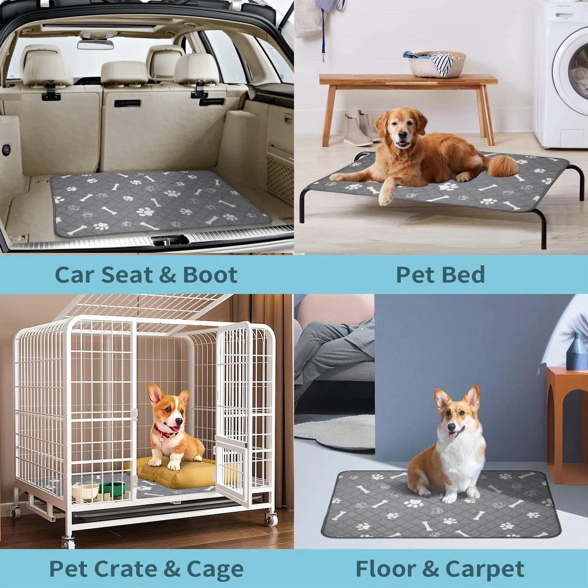 Confezione da 2 Cuscinetti Riutilizzabili per Addestramento del Cane, Assorbenti e Impermeabili, Lavabili per Casa, Auto, Viaggi, 70 x 100 cm