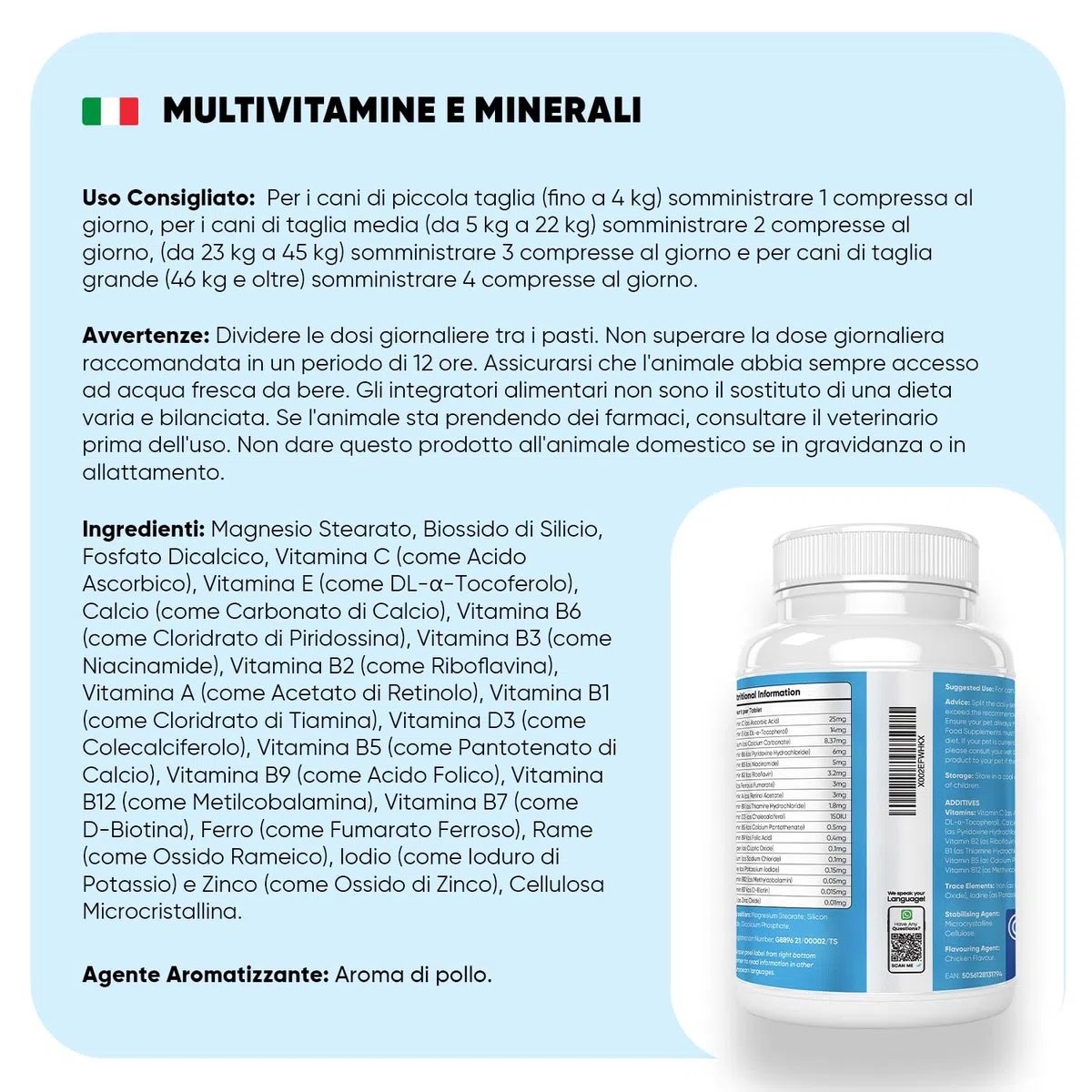 Vitamine per Cani con Minerali, 365 Compresse (1 Anno), 18 Vitamine e Minerali, Sistema Immunitario, Ossa, Articolazioni e Pelo, Integratori per Cani per Tutte le Taglie ed Età, Formulato nel Regno