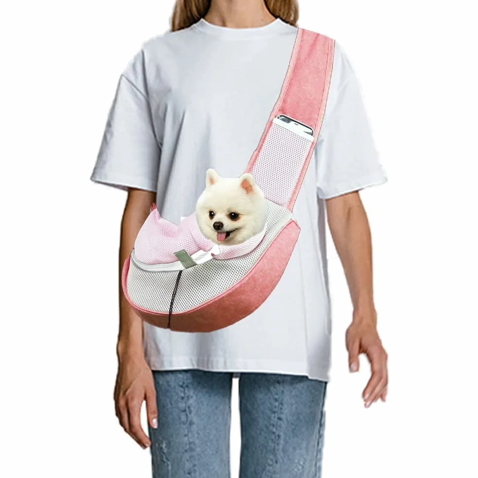 FEimaX Borsa a Tracolla per Animali Domestici, Borsa da Viaggio Regolabile per Cani o Gatti Piccola, da Viaggio, per Viaggi all’aperto, Passeggiate e Metropolitana (S, Rosa)