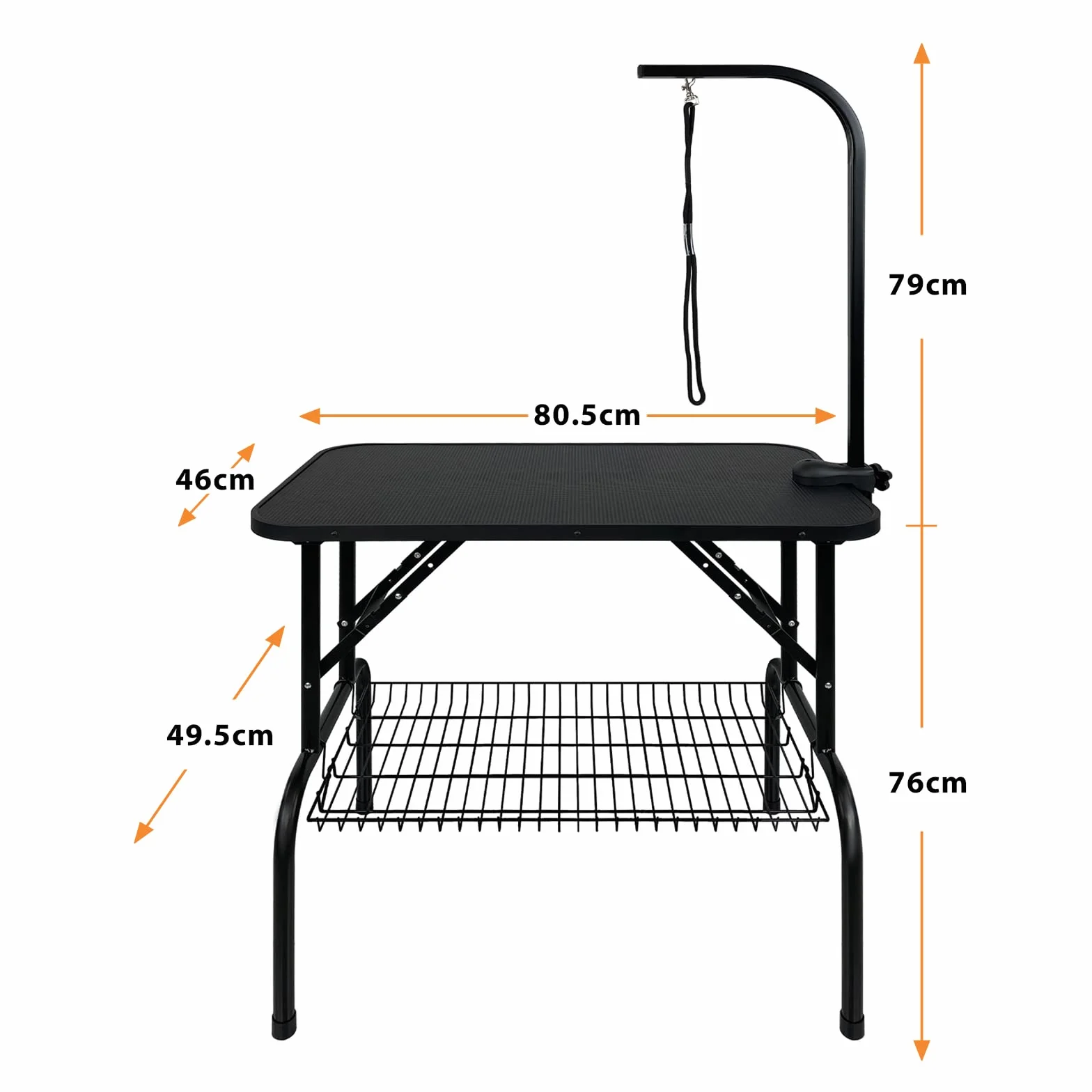 UISEBRT Tavolo da toelettatura per cani con soffietto regolabile in altezza, portata fino a 60 kg, per cani e gatti, 80,5 x 46 x 76 cm