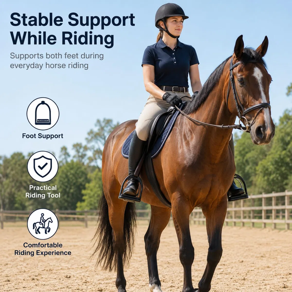 Staffa per Cavalli, 1 Paio di staffe da Equitazione in plastica Nera ad Alta Resistenza Durevole di qualità, per i Bambini per Cavalcare Il Cavallo (Piccolo)