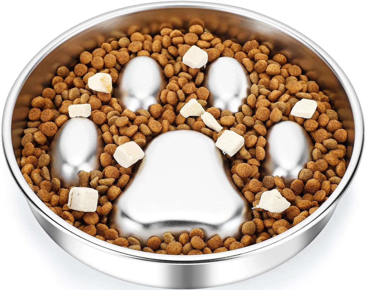 PETTOM Ciotola Anti Ingozzamento Acciaio Inox, Ciotola per Cani Anti Ingozzamento Ø21 cm, Ciotola Cane Slow Feeder