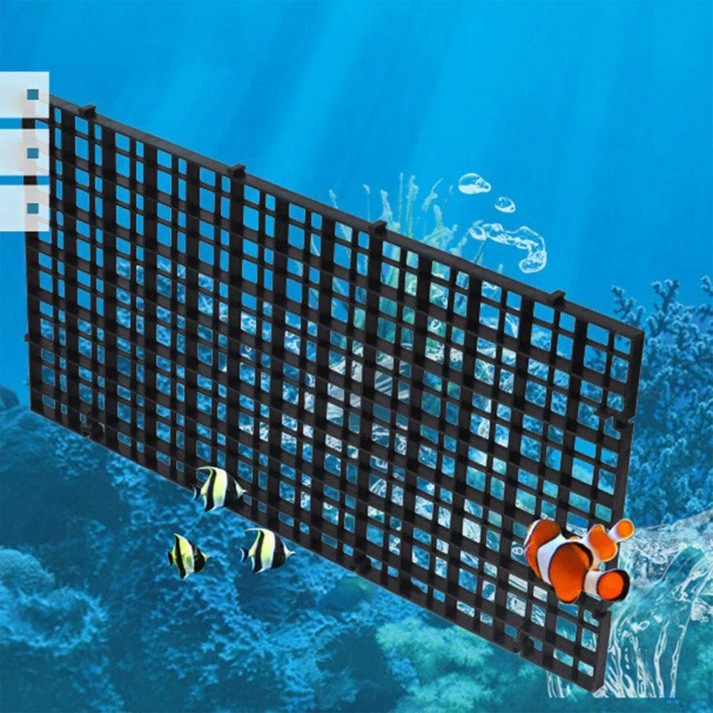 4 Pezzi Fishtank Divisori,Vassoio Acquario Cassa,Acquario con Griglia di Isolamento,con 4 Clip,per Acquari isolare Board Grid Vassoio Egg Crate Filtro Inferiore (Nero)