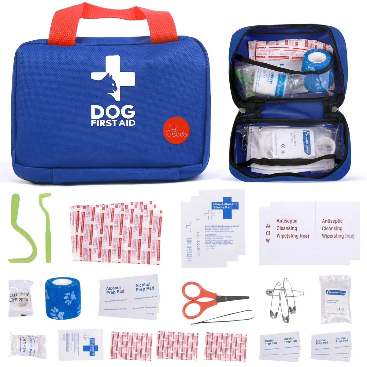 socio Kit di Pronto Soccorso per Animali Domestici,Borsa di Pronto Soccorso per Cani,Gatti,Animali,Prodotti Sanitari per Cani,Perfetto per Cura Domiciliare e Emergenze Durante Viaggi All'aperto