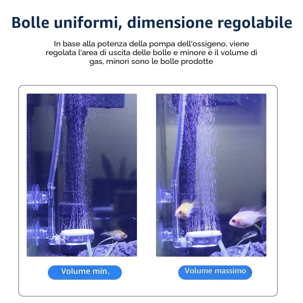 boxtech Pietra ad Aria per Acquario, Acquario Diffusore di CO2 Kit, diffusore Silenzioso Super Alto per Ossigeno disciolto per acquari e idroponici con valvola di Controllo e Ventose(35mm)