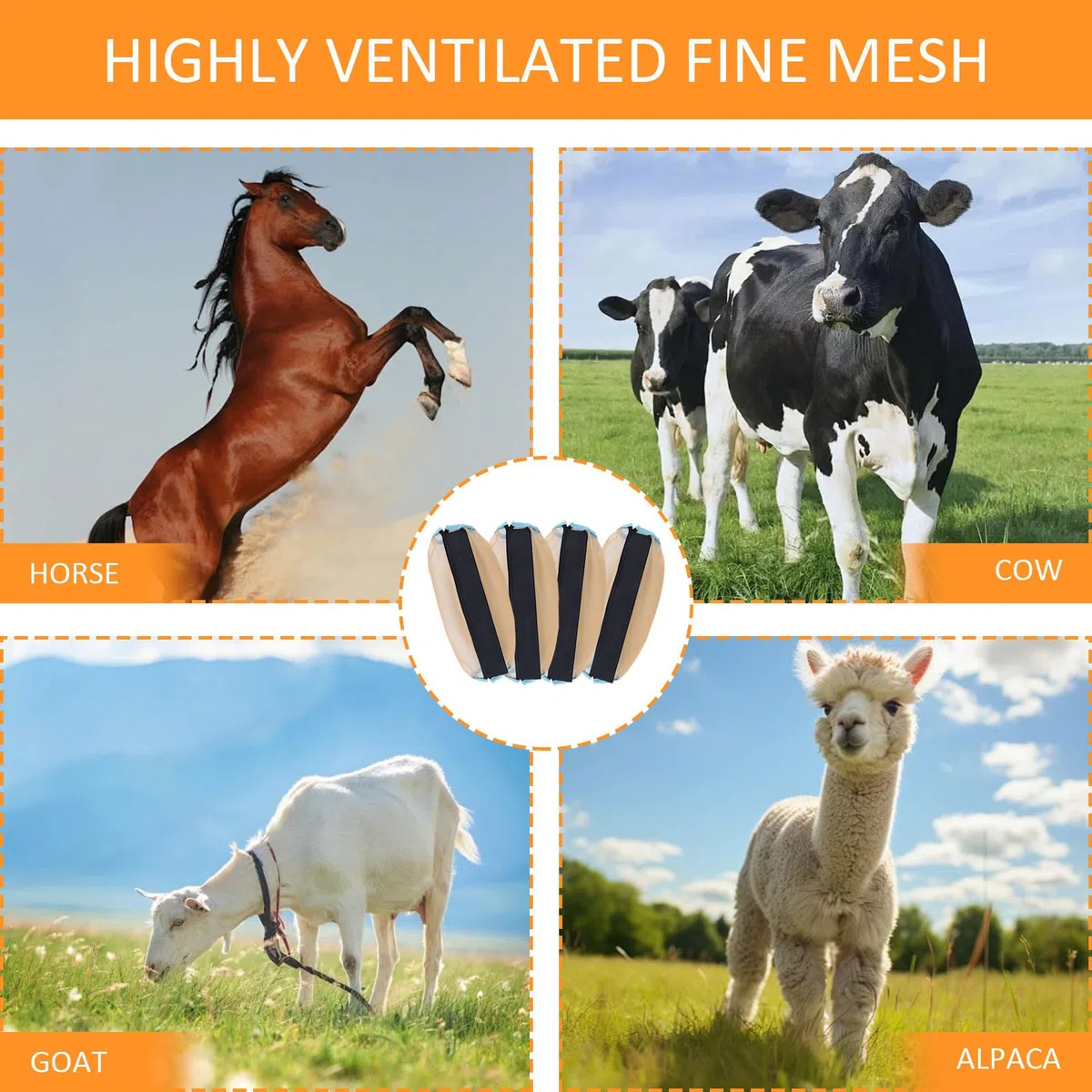 Stinchiere Cavallo Equitazione, 4 Pezzi Stivale Antimosche per Cavalli Leggings Antimosche in Rete per Cavalli professionali design traspirante Anti-Mosche Accessori per Cavalli