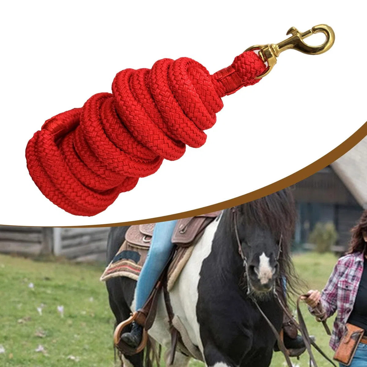 Milageto Corda per Cavallo, longhina per Cavallo, redini Lunghe, Attrezzatura equestre, guinzaglio per Prestazioni equestri, Attacco rapido per Cavezza, Rosso