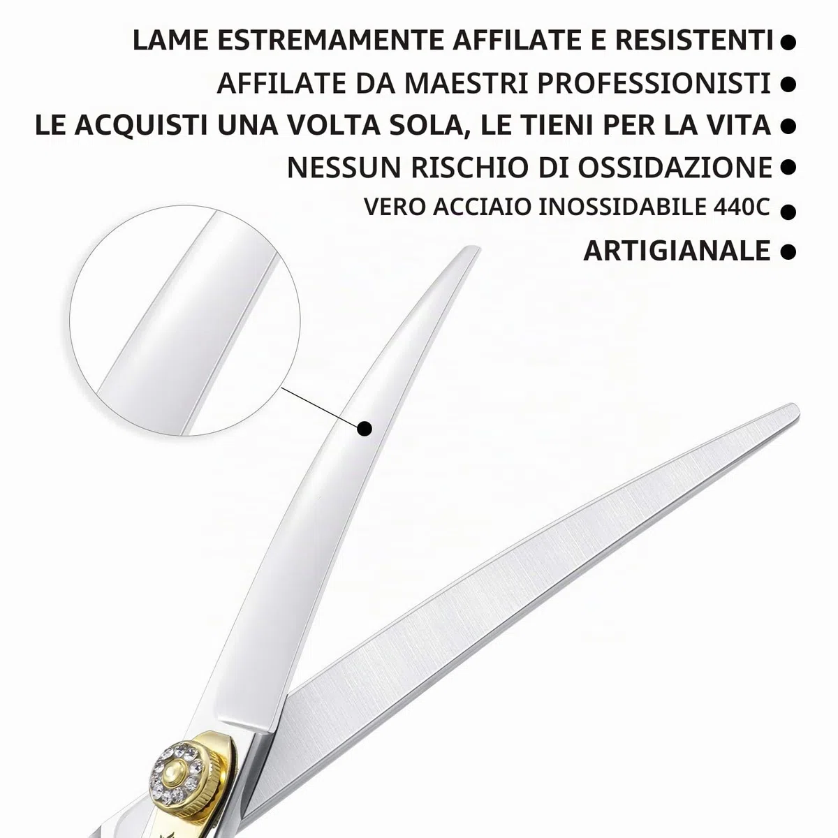 Dream Reach Forbici Curve da 7,0 Pollici per Cani e Gatti - Toelettatura per Peli di Animali - Acciaio Inossidabile 440C Giapponese