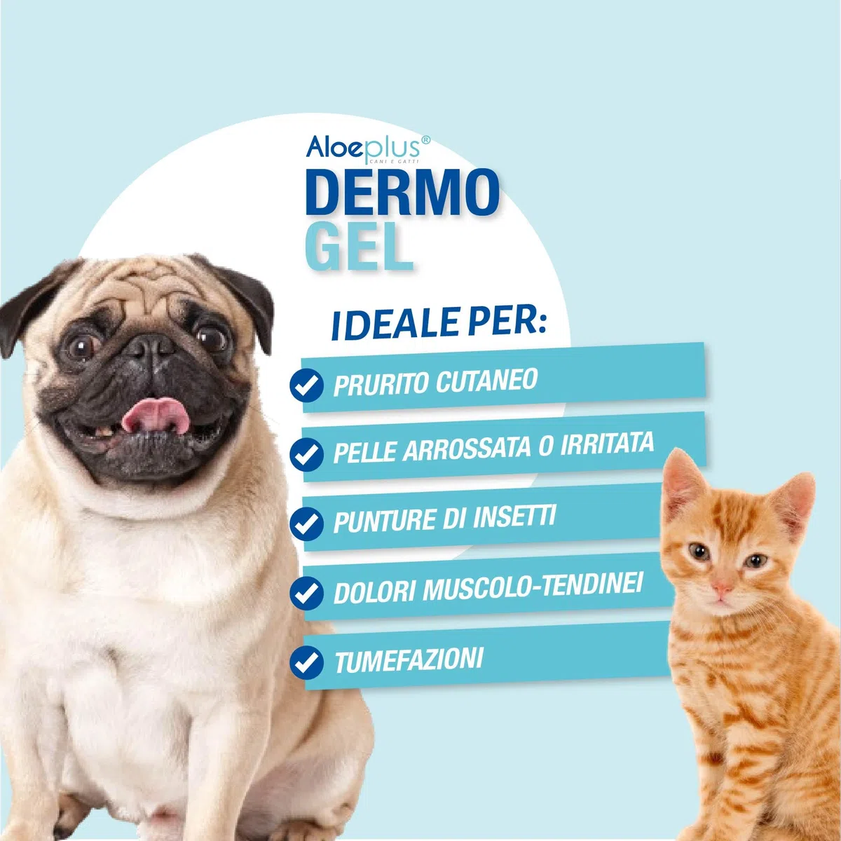 Aloeplus Dermo Gel 200 ml. per Cani e Gatti - Lenitivo e decongestionante con Aloe arborescens Italiana. - Ideale per dermatiti, arrossamenti, prurito, punture di Insetti