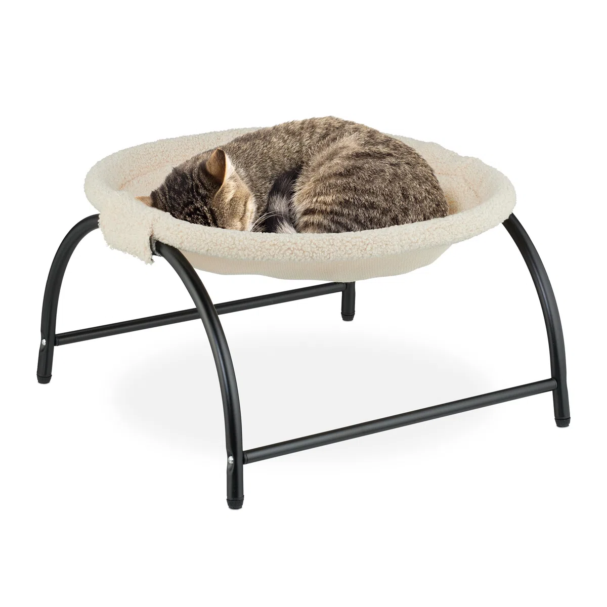 Relaxdays Letto Amaca per Gatti, Cani Piccoli, Cuccia Rialzata Animali Domestici, Lettino Cuscino 25x45x42cm, Beige Nero