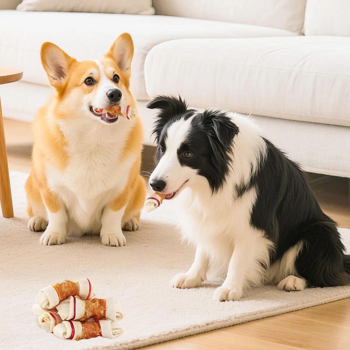 Snack per cani Ossa di pelle grezza avvolte nel pollo, ossa annodate avvolte nel pollo a lunga durata da masticare per cani 4,5", snack per l'addestramento facili da digerire,200G (200G)