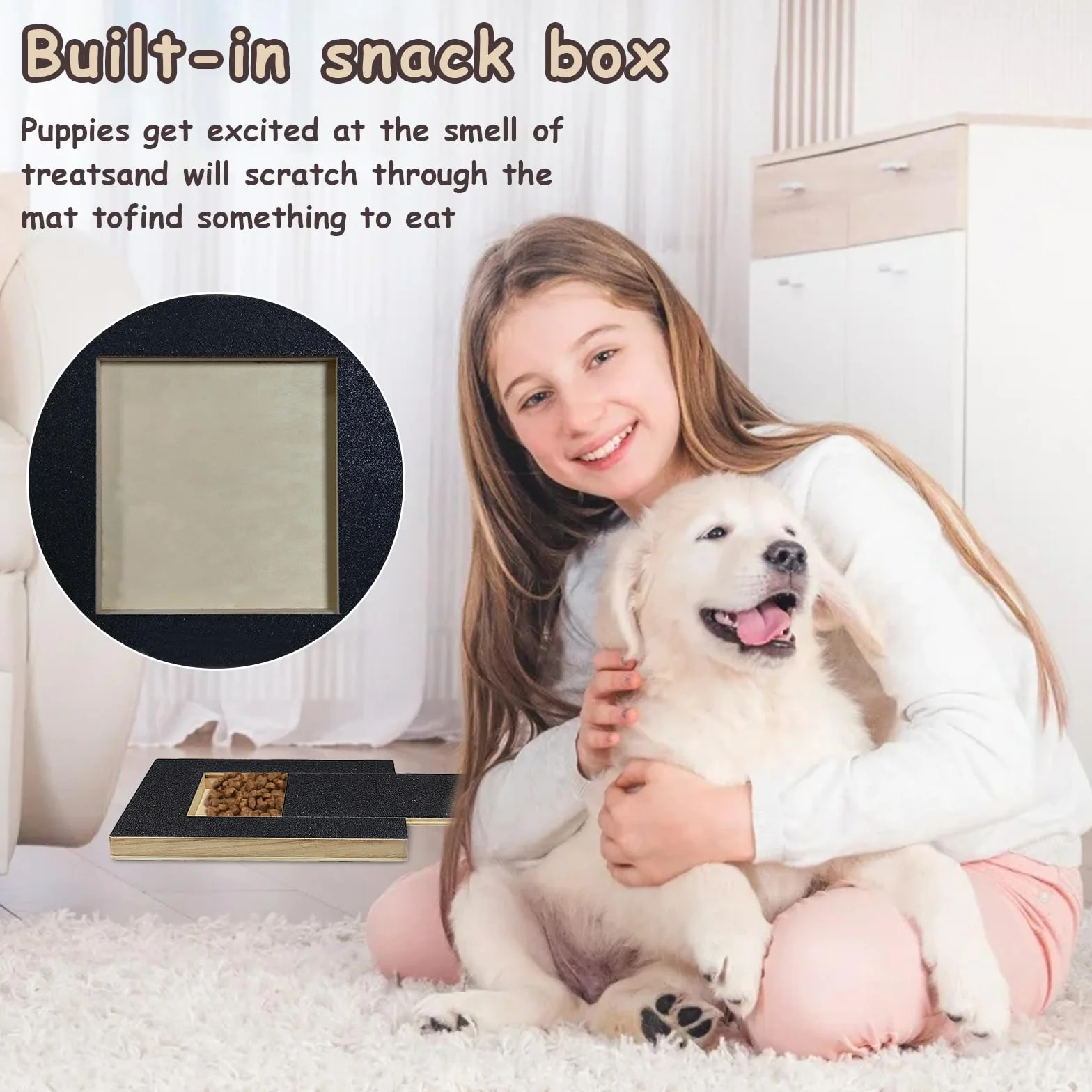 Levigatrice per Artigli per Cani Con Scatola per Snack e Contenitore, Piastra per Tiragraffi per Unghie Senza Stress, Tavola di Carta Vetrata, Scratch Board