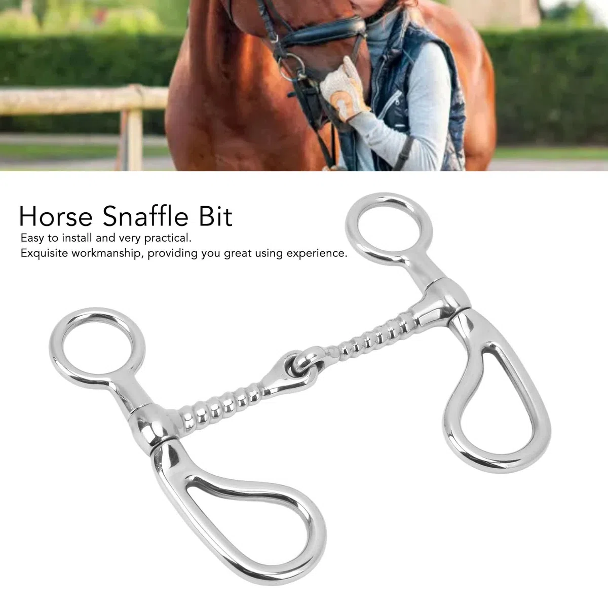 Boccone per Cavalli da 125 mm, boccone da Snaffle in Acciaio Inox da 4,9 Pollici per Briglia da Cavallo, boccone per Cavalli ad Anello O di Spessore per l'addestramento equestre