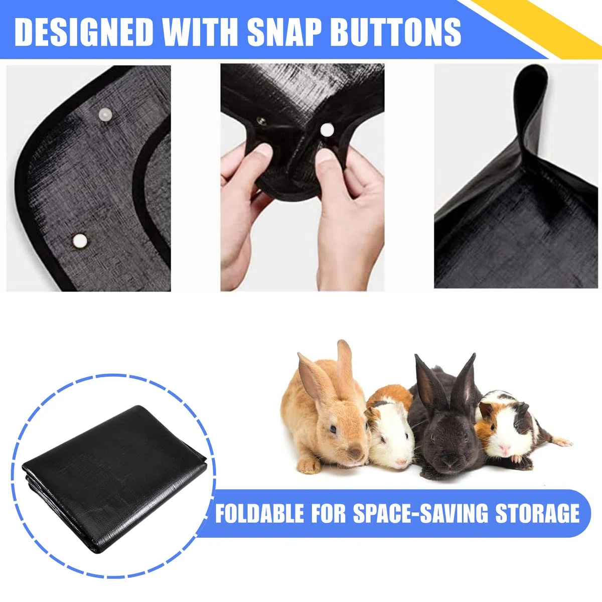 2 Pezzi Tappetino Impermeabile per Box Animali Domestici: 120×100 Rivestimento per Gabbia di Porcellini d'India, per conigli, Cavia, Base Riutilizzabile per Piccoli Animali