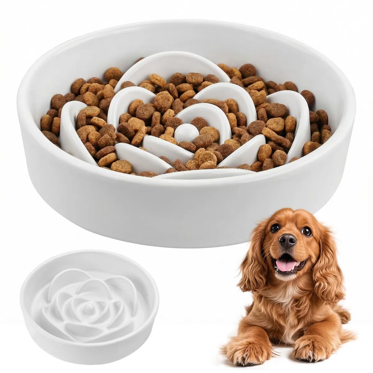 Ciotola per cani in ceramica, 800ML anti-soffocamento Ciotola per Cani Anti Ingozzamento, per mangiare lentamente, Cibo lento per animali domestici Ciotole per Cane e gatti, 20cm