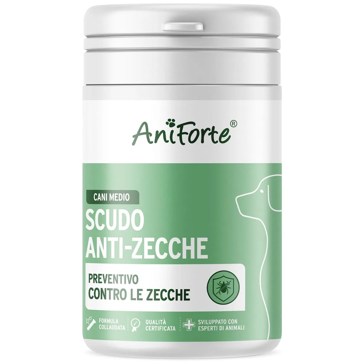 AniForte Protezione zecche per Cani 10-35 kg, 60 Capsule – Scudo Naturale Contro zecche e parassiti, Protezione antiparassitaria, antiparassitario e Repellente zecche