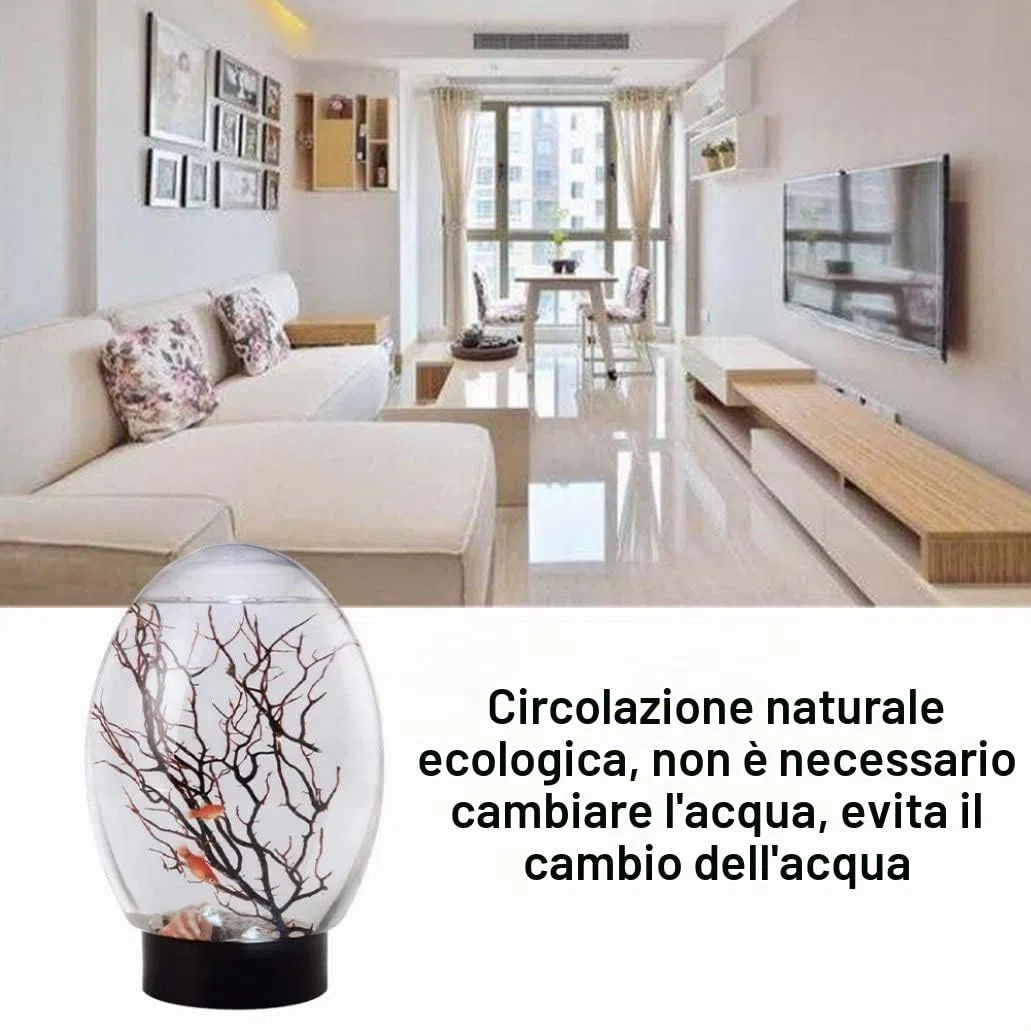 Ecosistema acquatico chiuso di mini acquario ecosistema chiuso con acqua nera per desktop luminosa a LED non è necessario nutrire o cambiare acqua, ecosistema della biosfera