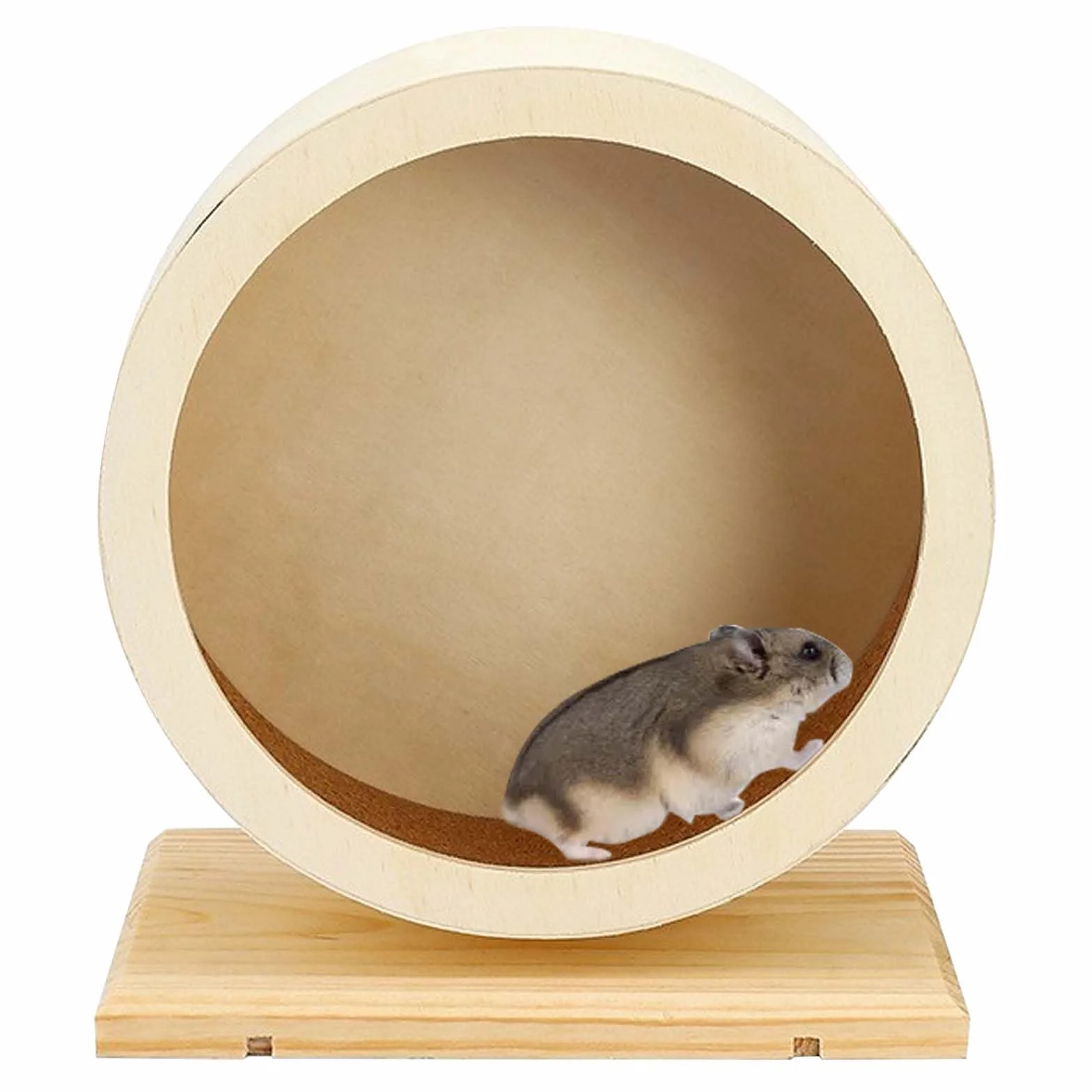 Ruota per Criceti, in Legno, Ø 15 cm, con Battistrada in Sughero, Silenziosa e per Piccoli Animali