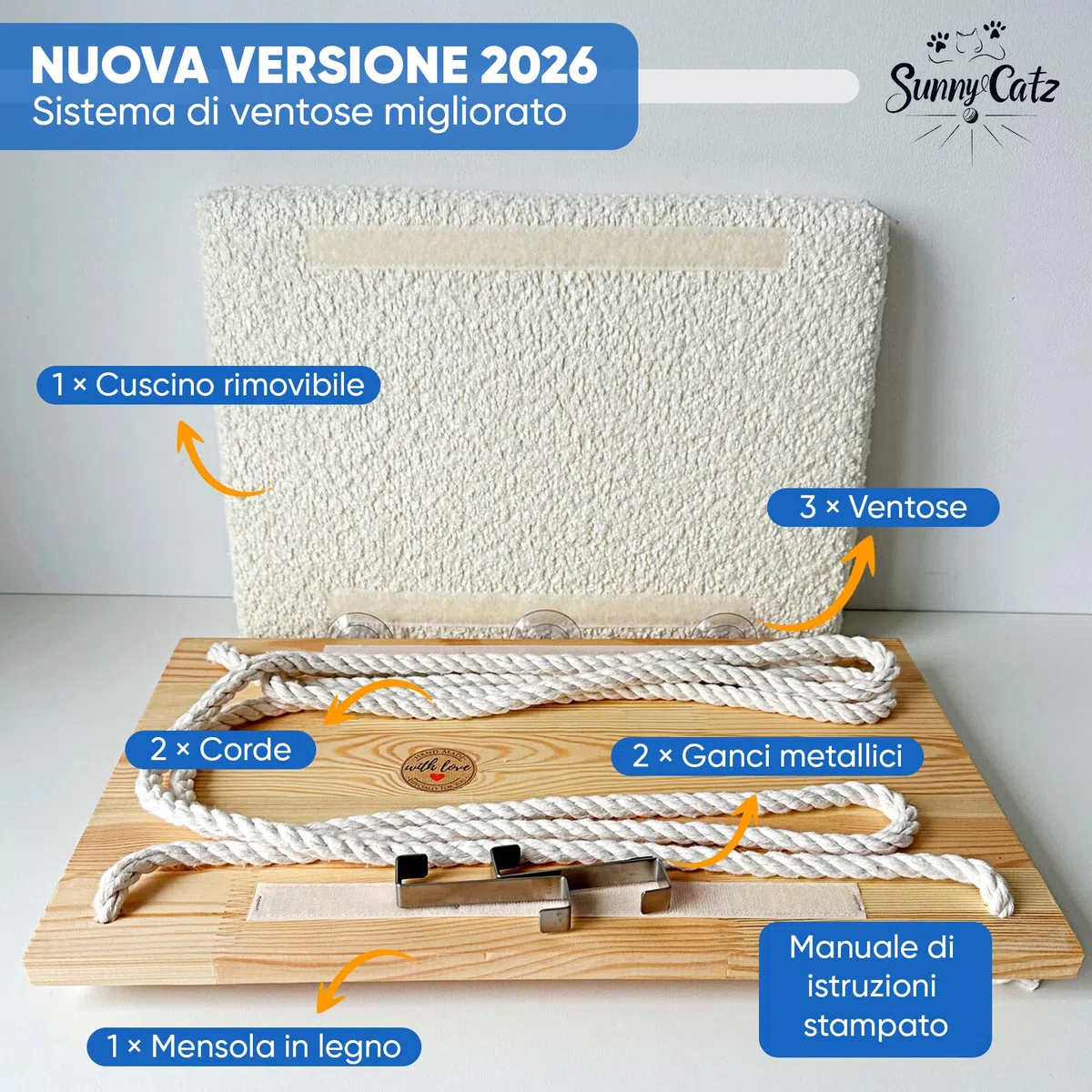 Amaca per Gatti da Finestra | Amaca per Gatti | Cucce per Gatto da Interno | Amaca da Finestra per Gatto | Amaca Finestra con Ventose Resistenti 18 kg Lavabile | Cat Bed | Cat window hammock mirador