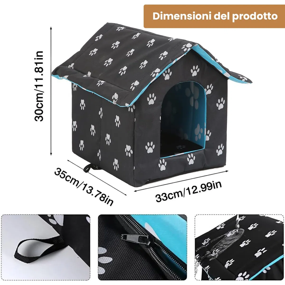 Cuccia Gatto Esterno, Casetta per Cani, Cuccia Gatto Chiusa, Impermeabile, Resistente All'inverno, per Animali Domestici