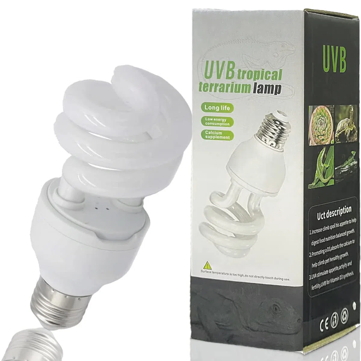 UVB Reptile Light 10.0, Lampadine Tartaruga Lampada da Terrario Compatta a Risparmio Energetico per Rettili del Deserto Serpente/Lucertola/Insetto/Tubo a Spirale Leopardo (UVB10.0 13W)