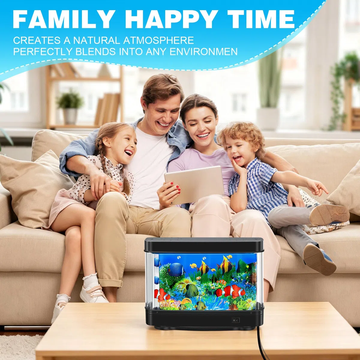DoubleCare Lampada per Pesci, Lampada Virtuale con Pesci in Movimento, Decorazione Artificiale per Acquario, Decorazioni Realistiche per Acquario Artificiale per Camera da Letto e Ufficio - Nero