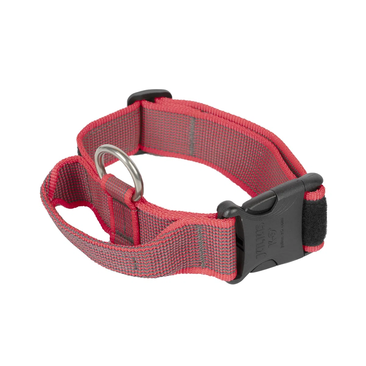 Collare K9 serie Color & Grey con manico richiudibile, 40 mm x 38-53 cm, rosso-grigio