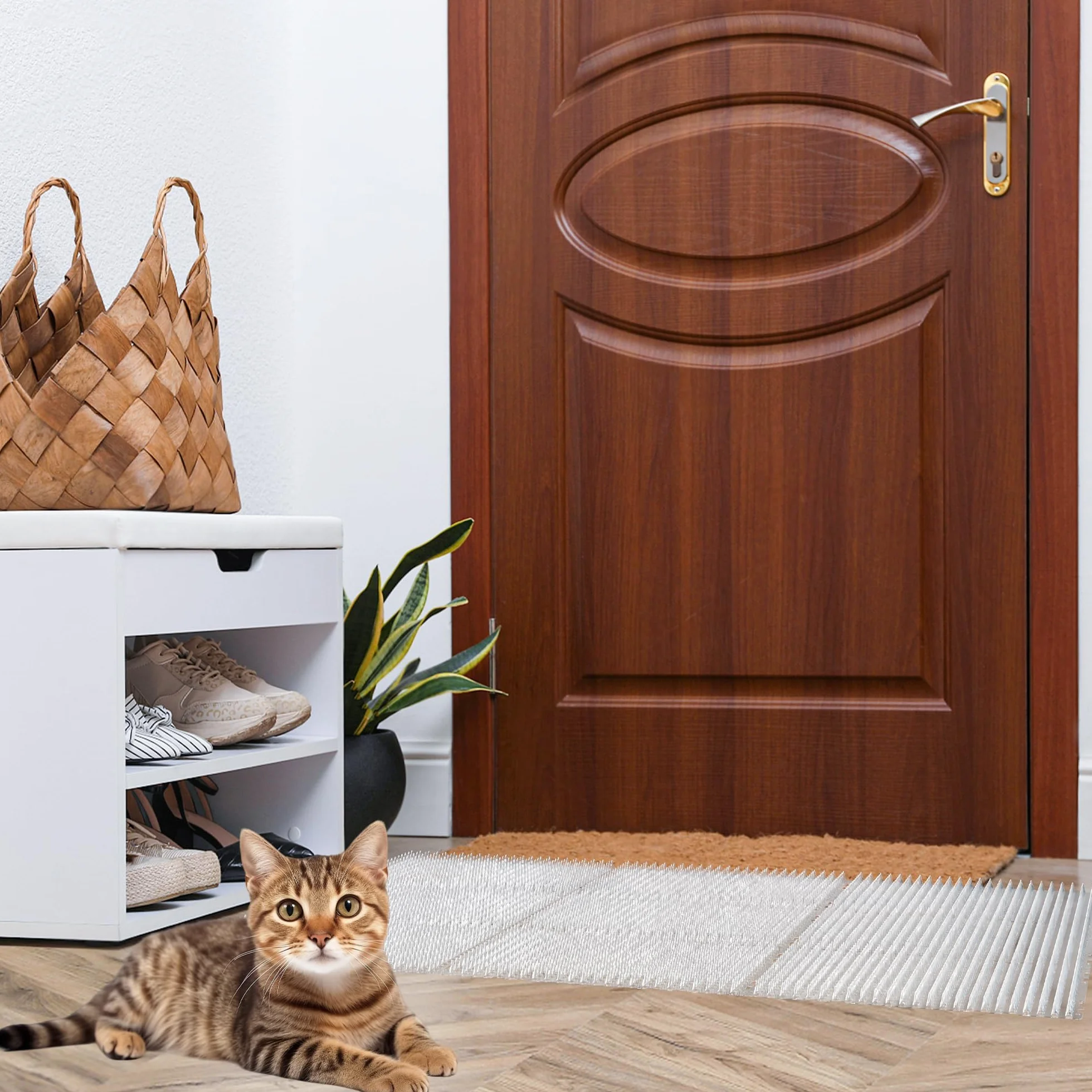 Confezione da 10 tappetini trasparenti per gatti con punte, per interni ed esterni, 40 x 33 cm, con 50 adesivi