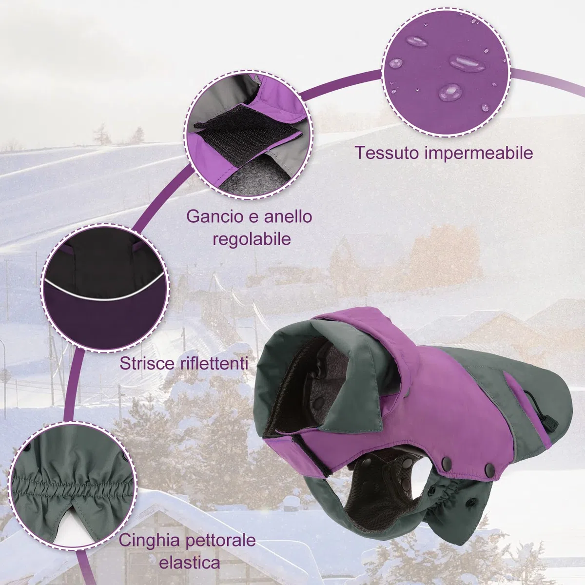 PETLOFT Giacca Invernale per Cani, Resistente Cappotto Invernale Riflettente con Fodera in pile Rimovibile