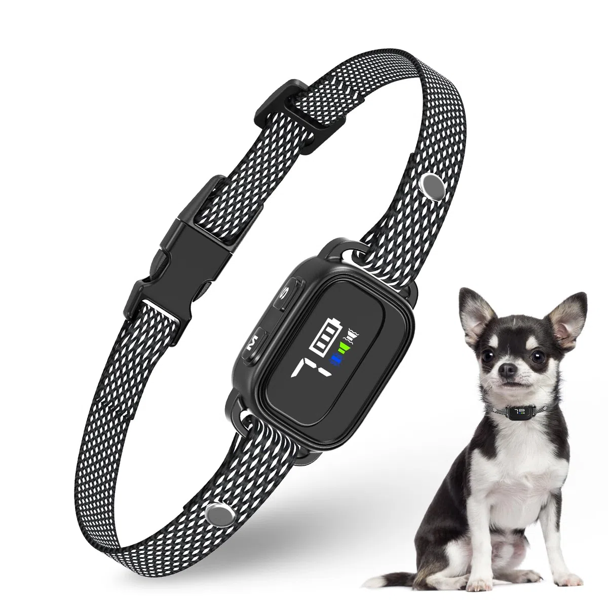Collare Antiabbaio per Cani Piccoli, Ricaricabile e Sicuro con 7 Sensibilità, 3 Modalità Regolabili Beep e Vibrazione, Impermeabile IP67, Nero