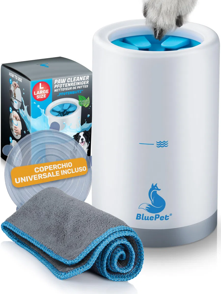 BluePet Pulisci Zampe Cane, Lava Zampe per Cani, Pulitore Zampe, Detergente Delicato Zampa, Lavazampe, Dog Paw Cleaner, Pulizia Efficace, Lavaggio Accurato, Pulire Zampe, Spazzola per Cani, Taglia L