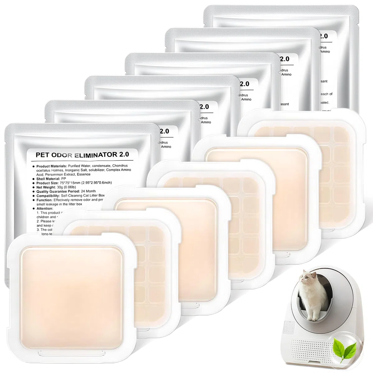 Deodorante N50 per Toilette per Gatti, Deodorante per Lettiera Autopulente Pura Max/PURA MAX 2, Fragranza a Lunga Durata, Rimuove gli Odori di Urina e Feci Del Gatto (6 pezzi)