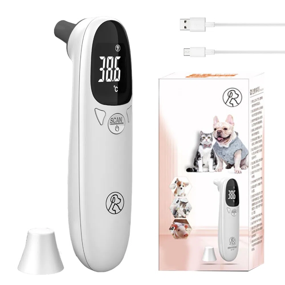Monitor della temperatura dell'orecchio del cane, termometro per cani e gatti, termometro digitale per animali domestici con display a LED, termometro portatile per cani, gatti e animali