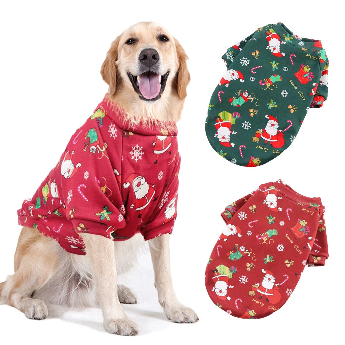 2Pezzi Grande Natale Maglioncino Cane Natale Vestiti per Cani Maglioncini Natalizi per Cani Gatti Abbigliamento Invernale Caldo per Le vacanze Costumi Domestici Caldi Pullover per Cani L