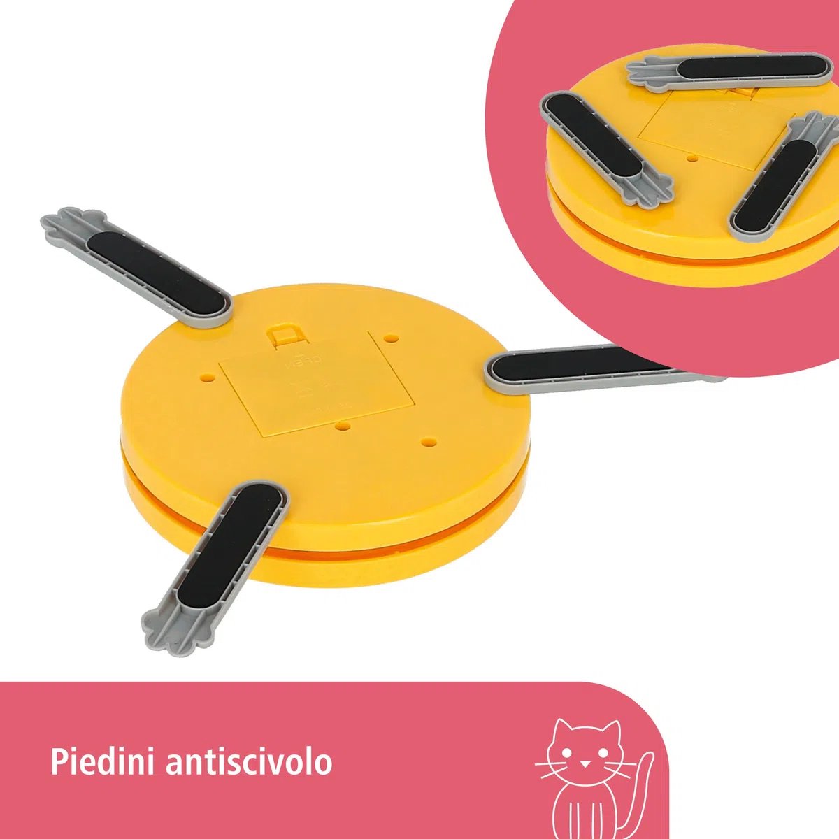 Kerbl Pet Giocattoli per Gatti 2 in 1 Catch The Tail Feather, Giallo, Grigio, 70x53x5cm, Nylon, Gatti, Funzione di spegnimento Automatico, Antiscivolo