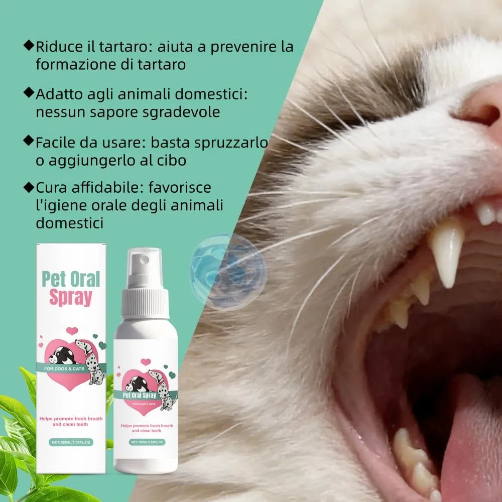 MEIION Codallma Spray per la Cura Dentale per Cani e Gatti - Pulizia Denti Gengive, Rimuove Placca, Rinfresca Alito