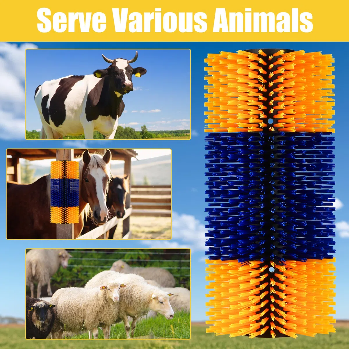 Spazzola tiragraffi per bestiame, 1 pezzo, tiragraffi per cavallo, allevia il prurito e pulisce, set di spazzole per massaggio, graffi per bestiame, bovini semicircolari, pecore