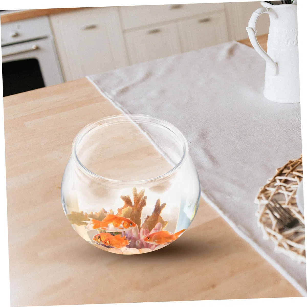 Angoily Acquario da Tavolo Boccia per Pesci in Plastica Trasparente Set 3 Pezzi Decorazione per Design Robusto Adatto per Pesci e Gamberetti