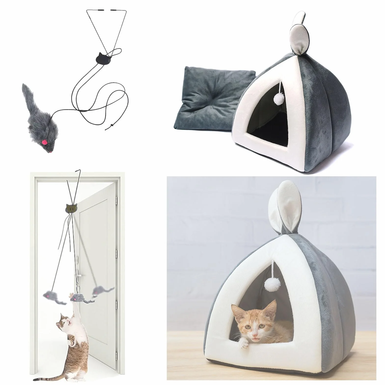 cuccia gatto chiusa, cuccia per gatti Con giocattolo sospeso, lettino gatto, Adatto ad animali domestici di peso inferiore a 6 kg, Resiste efficacemente al freddo, L (XL)