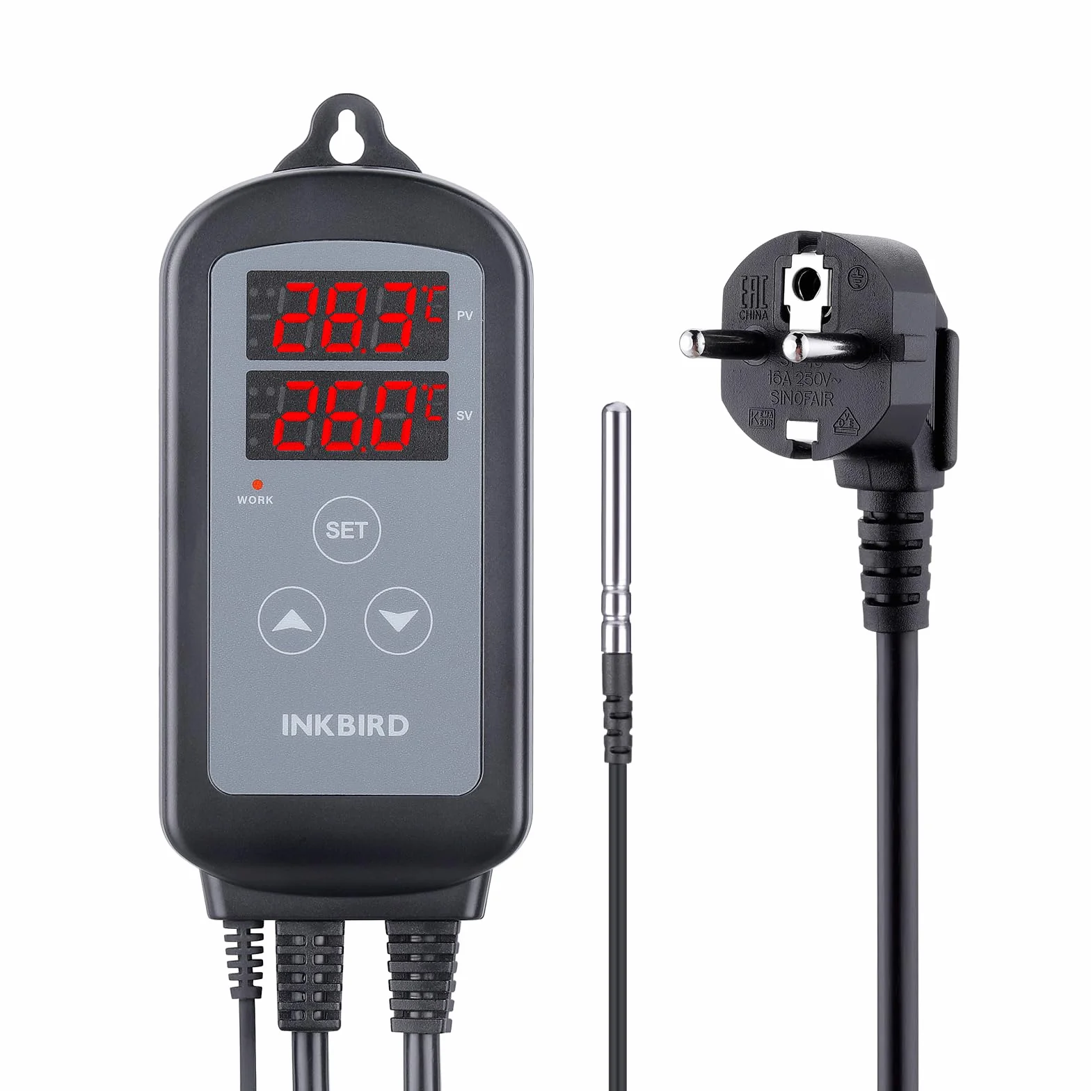 Inkbird ITC-2T Termostato Controllo Digitale,Termoregolatore Doppia Prese di Riscaldamento,Timer Ciclo Giorno-Notte,Funzione di Allarme,Regolatore di Temperatura per Terrarium,Serre,Rettili