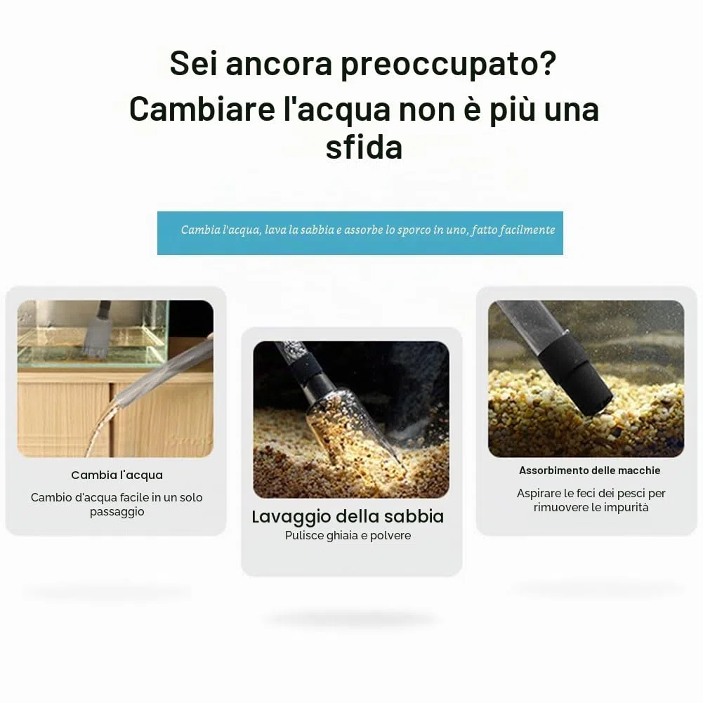 Pulizia Acquario Multifunzionale, Pulitore Automatico per Ghiaia per Acquario, Pulitore Elettrico per Fish Tank, Cambio d'Acqua per Acquario, per Cambiare Rapidamente Acqua, Lavaggio Sabbia